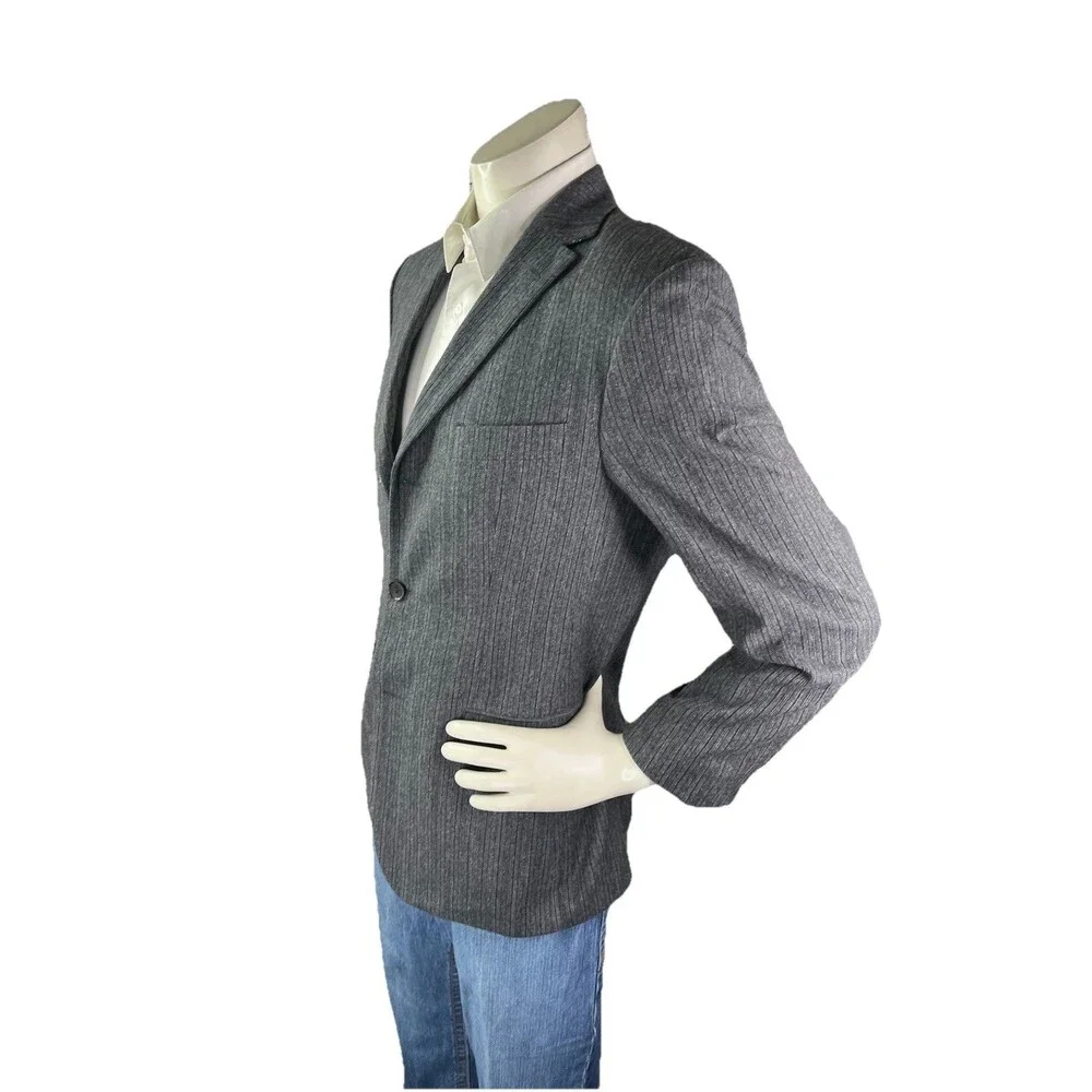 HUGO BOSS Rossellini Men 38S Blazer Gray Striped Textured Wool Sport Jacket